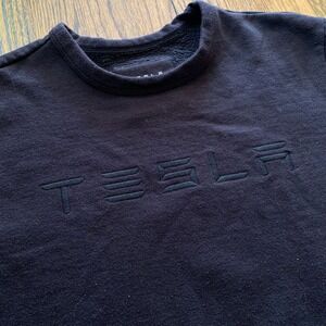 Tesla Sweatshirt Logo Adult Small Black Crew Neck Pullover EV Car Unisex Sweater